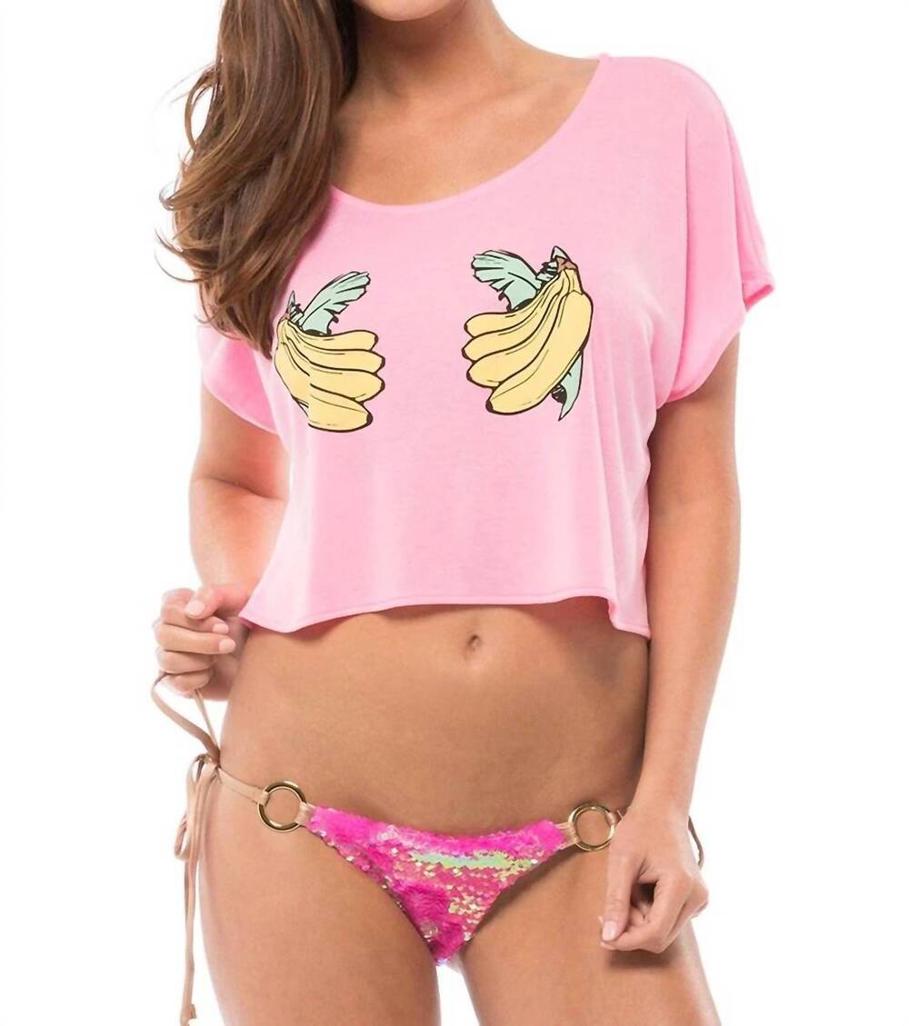 NEW WILDFOX handful boxy tee in neon sign pink